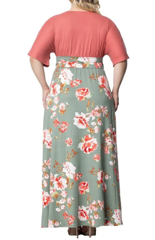 Havana Color Block Maxi Dress - Coral - Plus sold by Dress Barn product image thumbnail 2