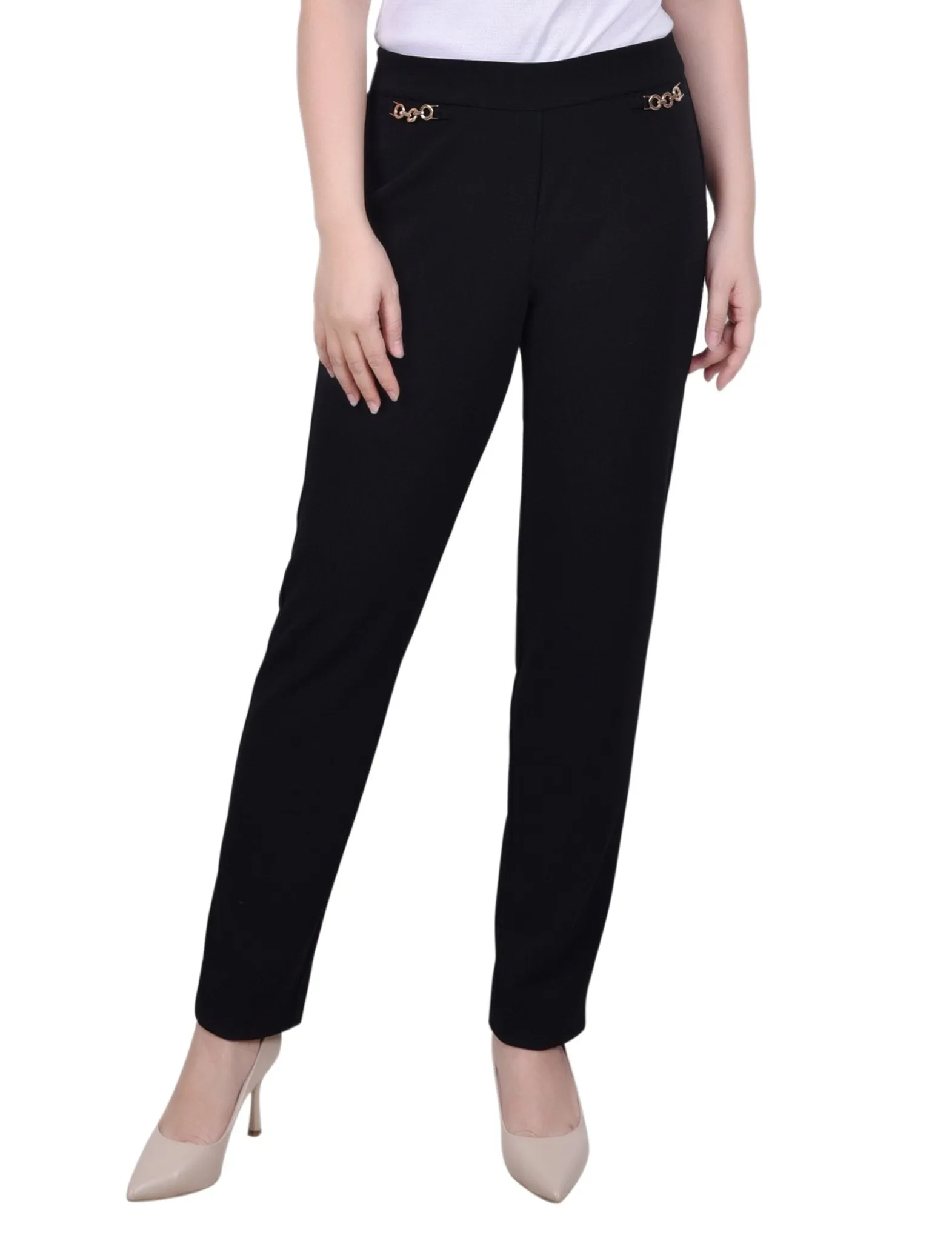 Scuba Crepe Ankle Pant - Petite sold by Dress Barn