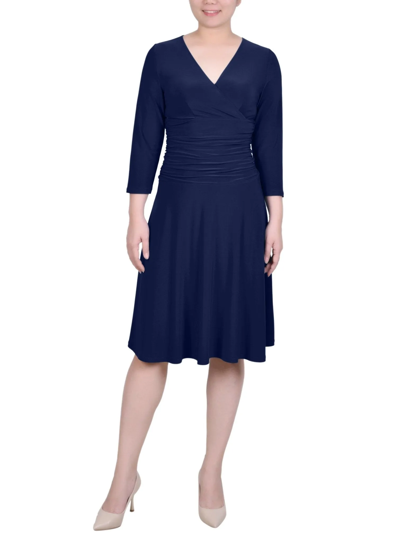 3/4 Length Sleeve Rouched-Waist Dress - Petite sold by Dress Barn product image thumbnail 5