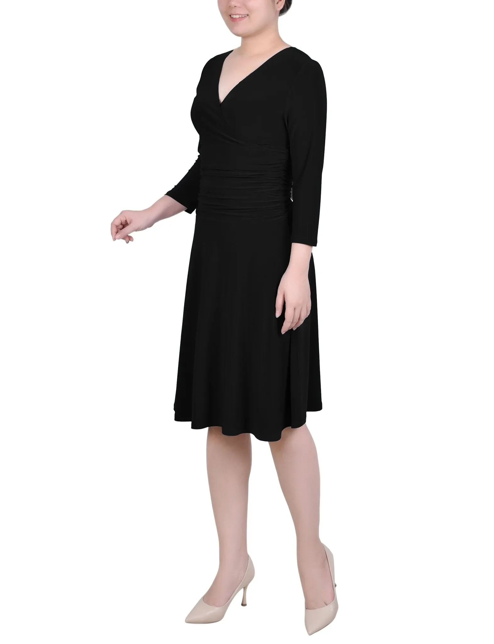 3/4 Length Sleeve Rouched-Waist Dress - Petite sold by Dress Barn product image thumbnail 2