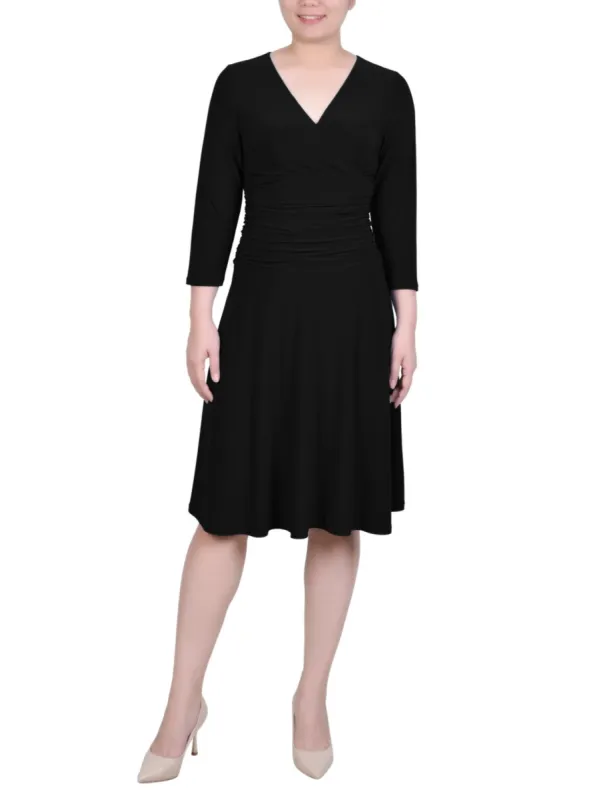 3/4 Length Sleeve Rouched-Waist Dress - Petite sold by Dress Barn