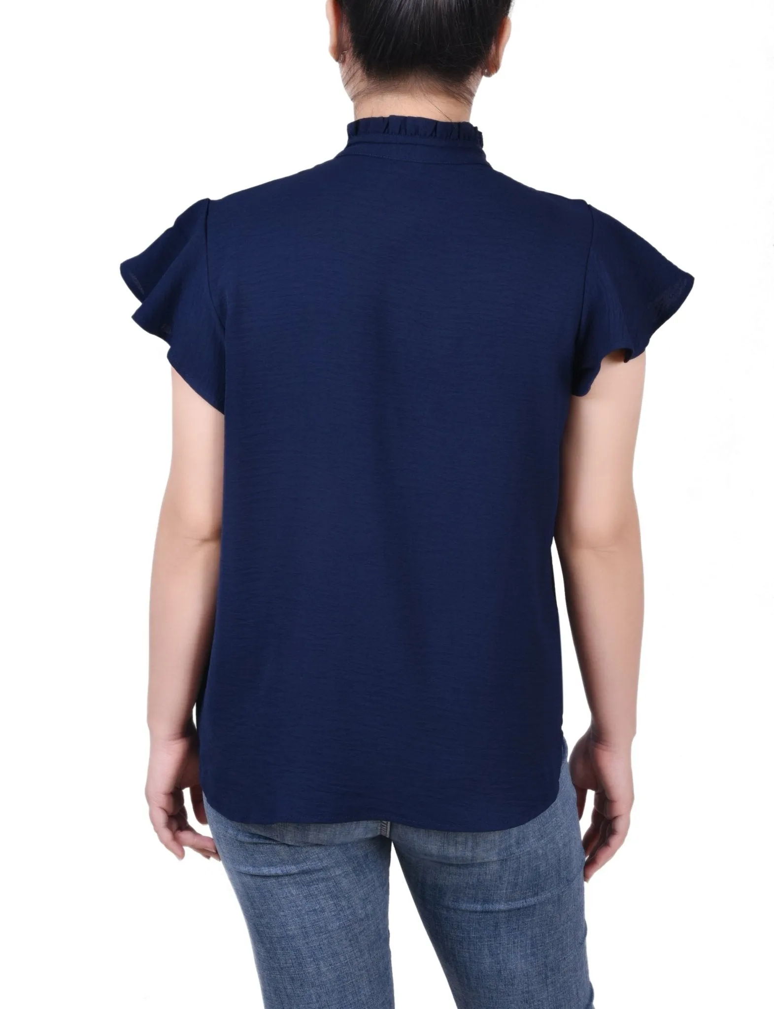 Flutter Sleeve Ruffle Neck Blouse - Petite sold by Dress Barn product image thumbnail 3