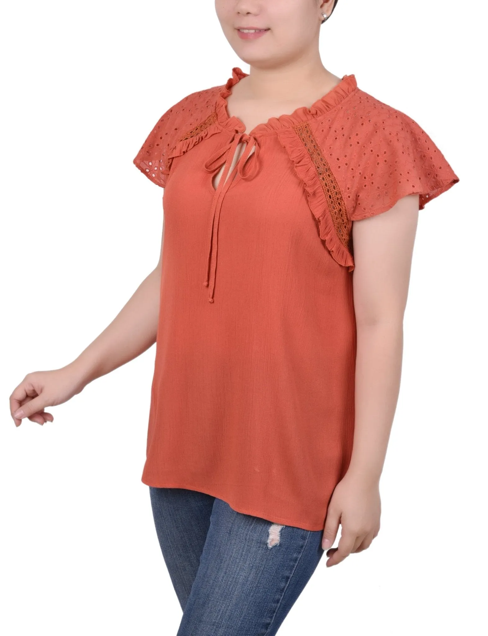 Eyelet Sleeve Blouse - Petite sold by Dress Barn product image thumbnail 2