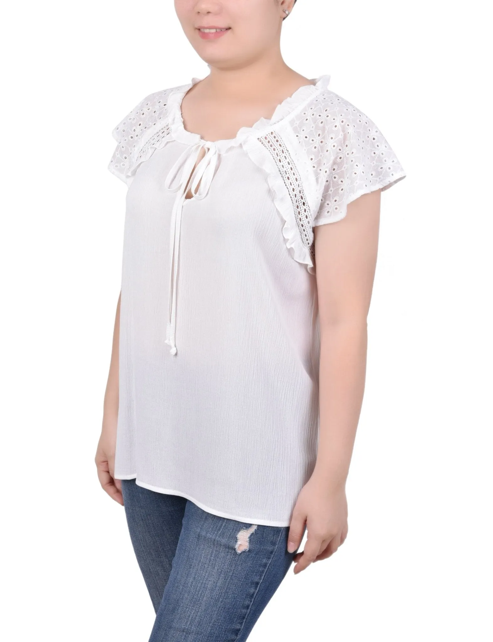 Eyelet Sleeve Blouse - Petite sold by Dress Barn product image thumbnail 5