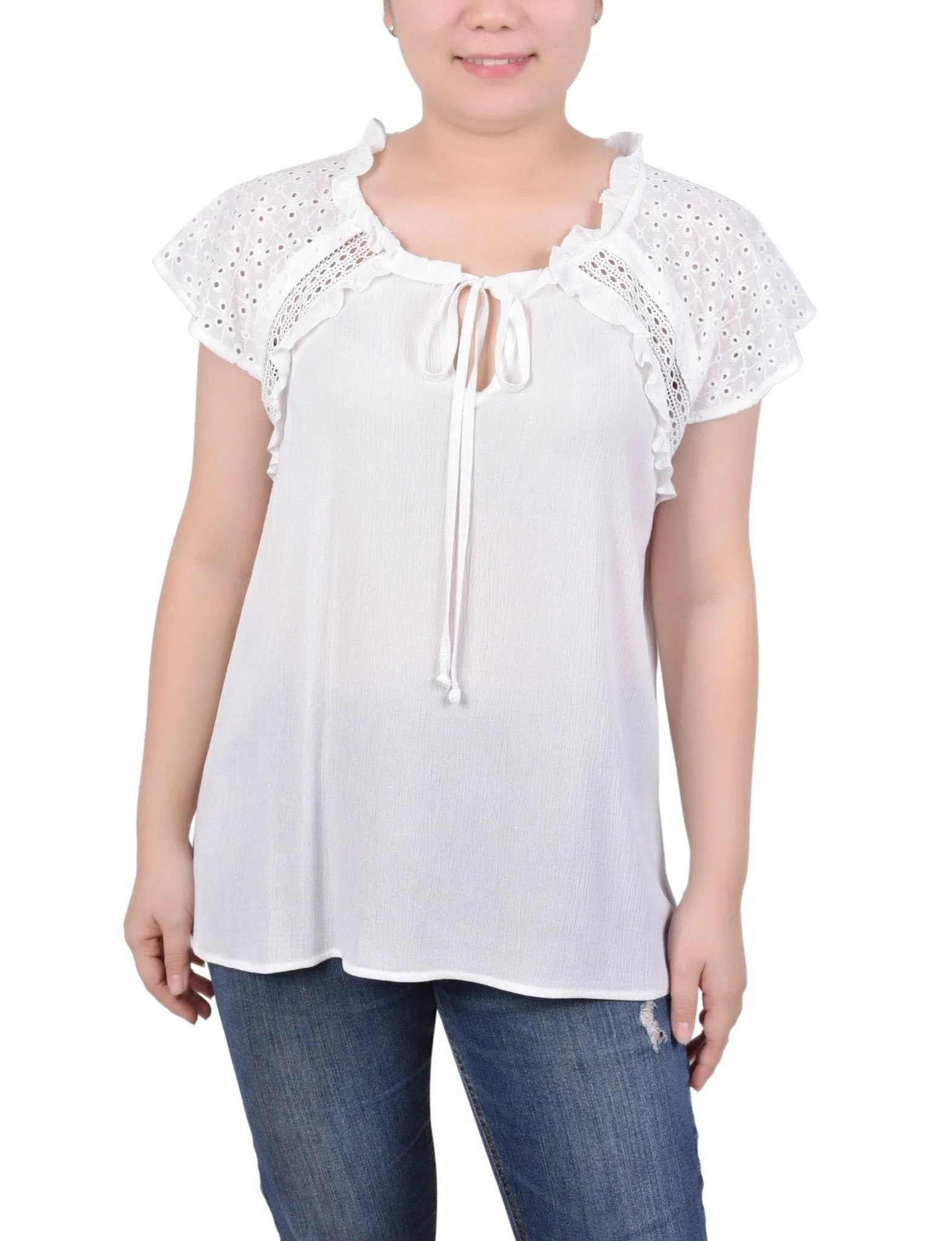 Eyelet Sleeve Blouse - Petite sold by Dress Barn product image thumbnail 4