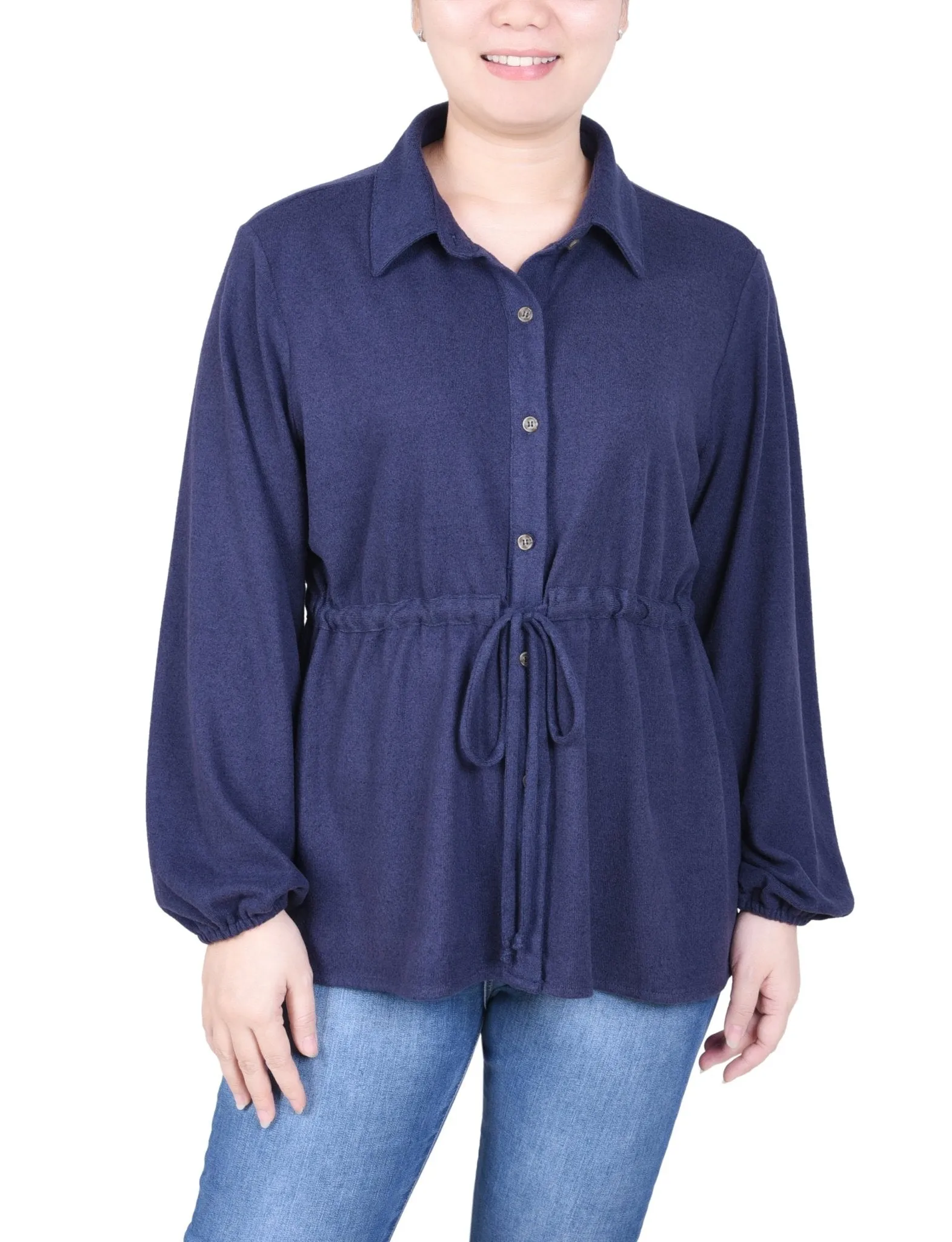 Long Dolman Sleeve Drawstring-Waist Tunic Top - Petite sold by Dress Barn product image thumbnail 5