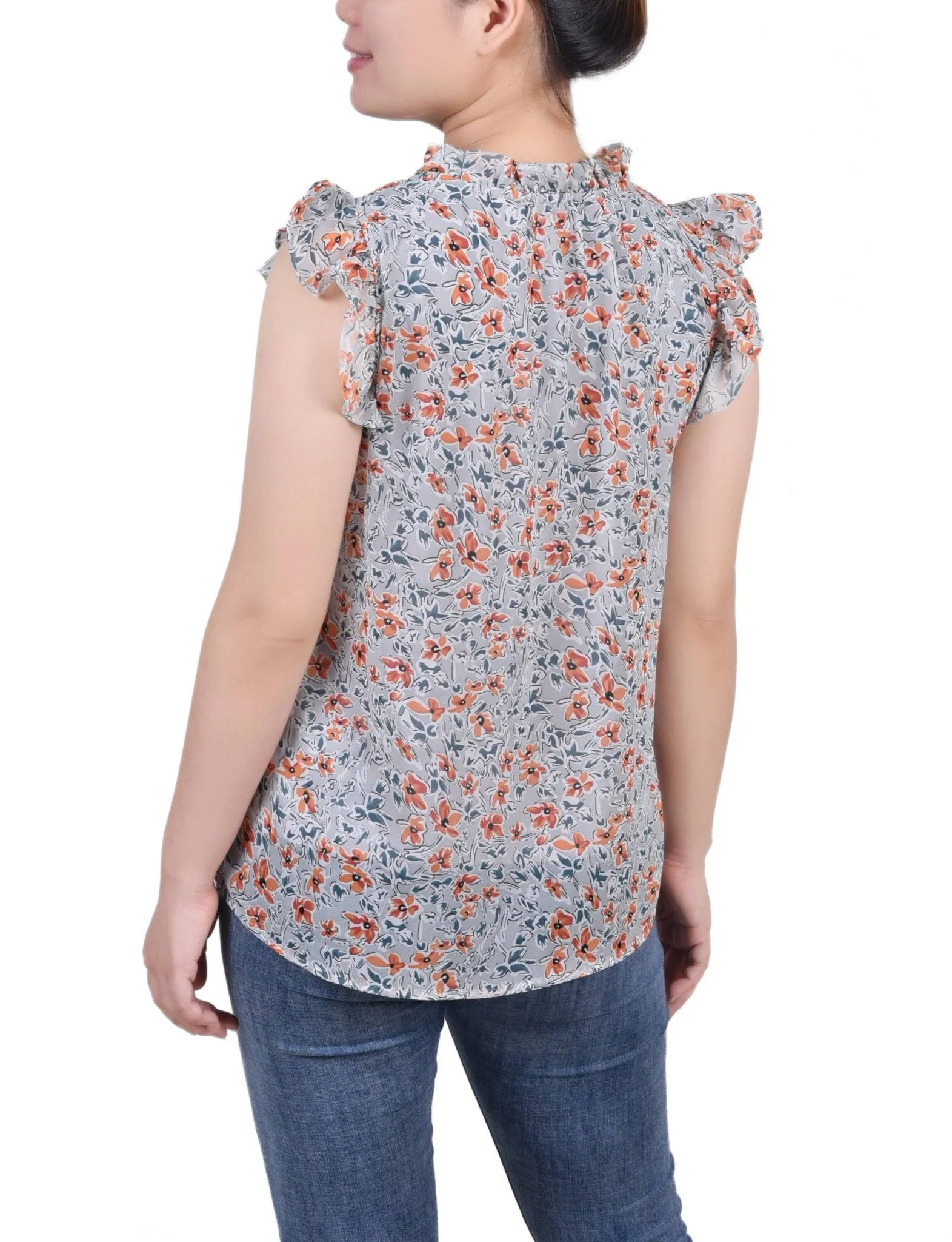 Ruffled Sleeve Blouse With Tie Closure - Petite sold by Dress Barn product image thumbnail 3