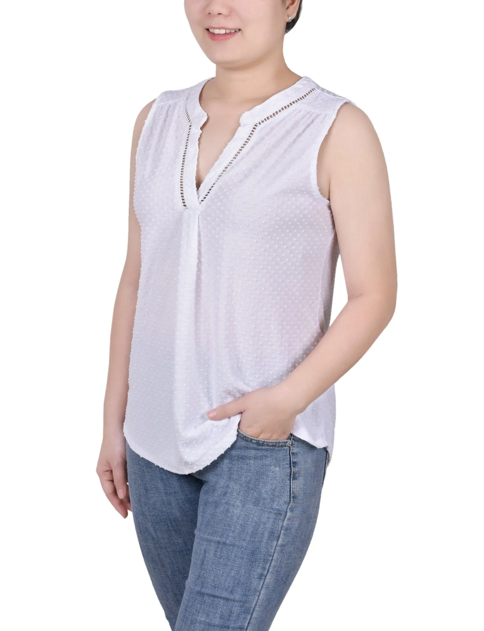 Sleeveless Swiss Dot Top - Petite sold by Dress Barn product image thumbnail 2