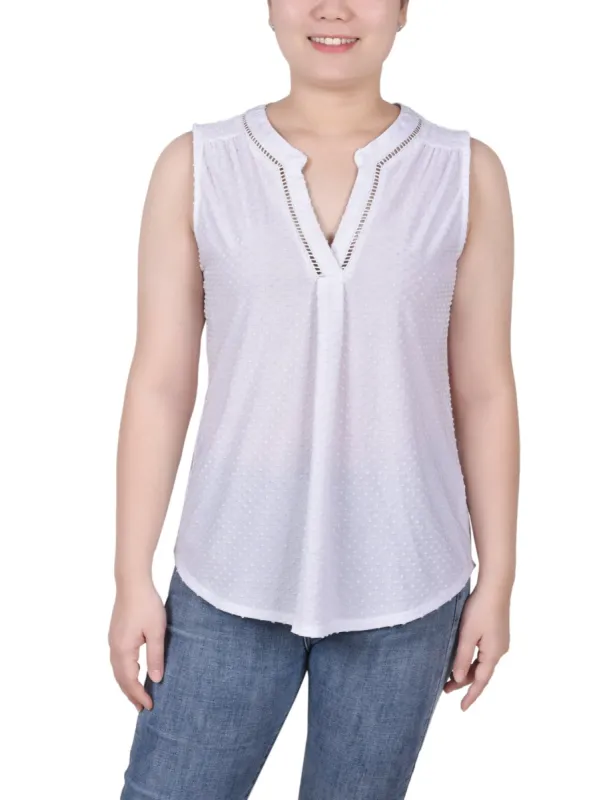 Sleeveless Swiss Dot Top - Petite sold by Dress Barn
