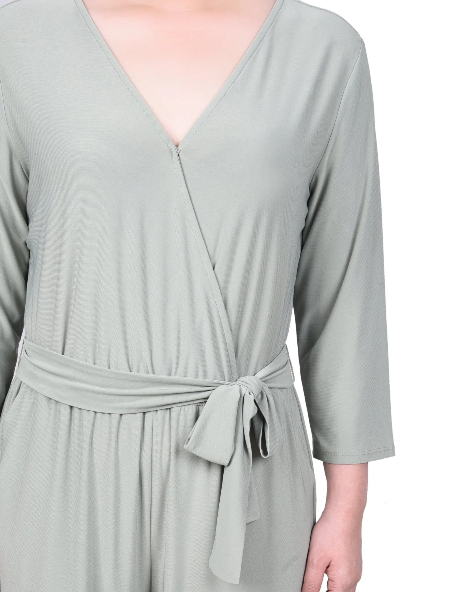 3/4 Length Sleeve Belted Jumpsuit - Petite sold by Dress Barn product image thumbnail 3