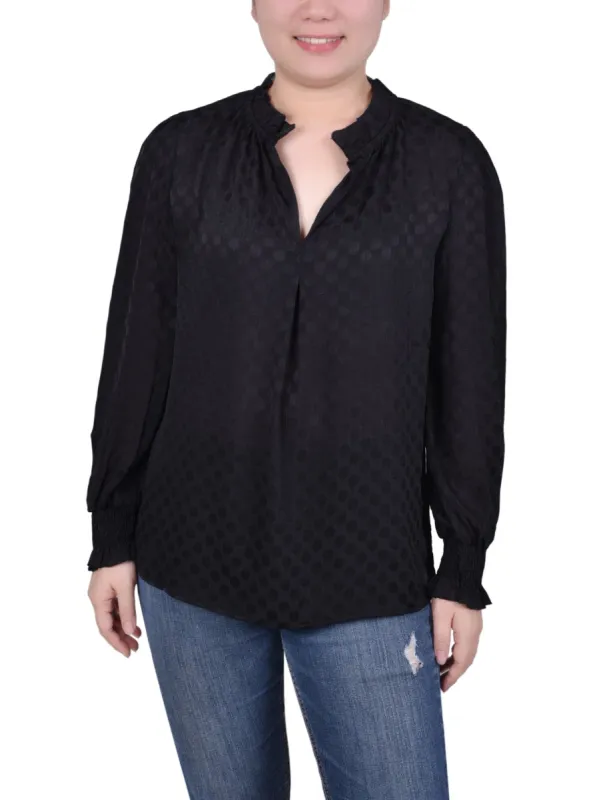 Long Sleeve Smocked Cuff Blouse - Petite sold by Dress Barn