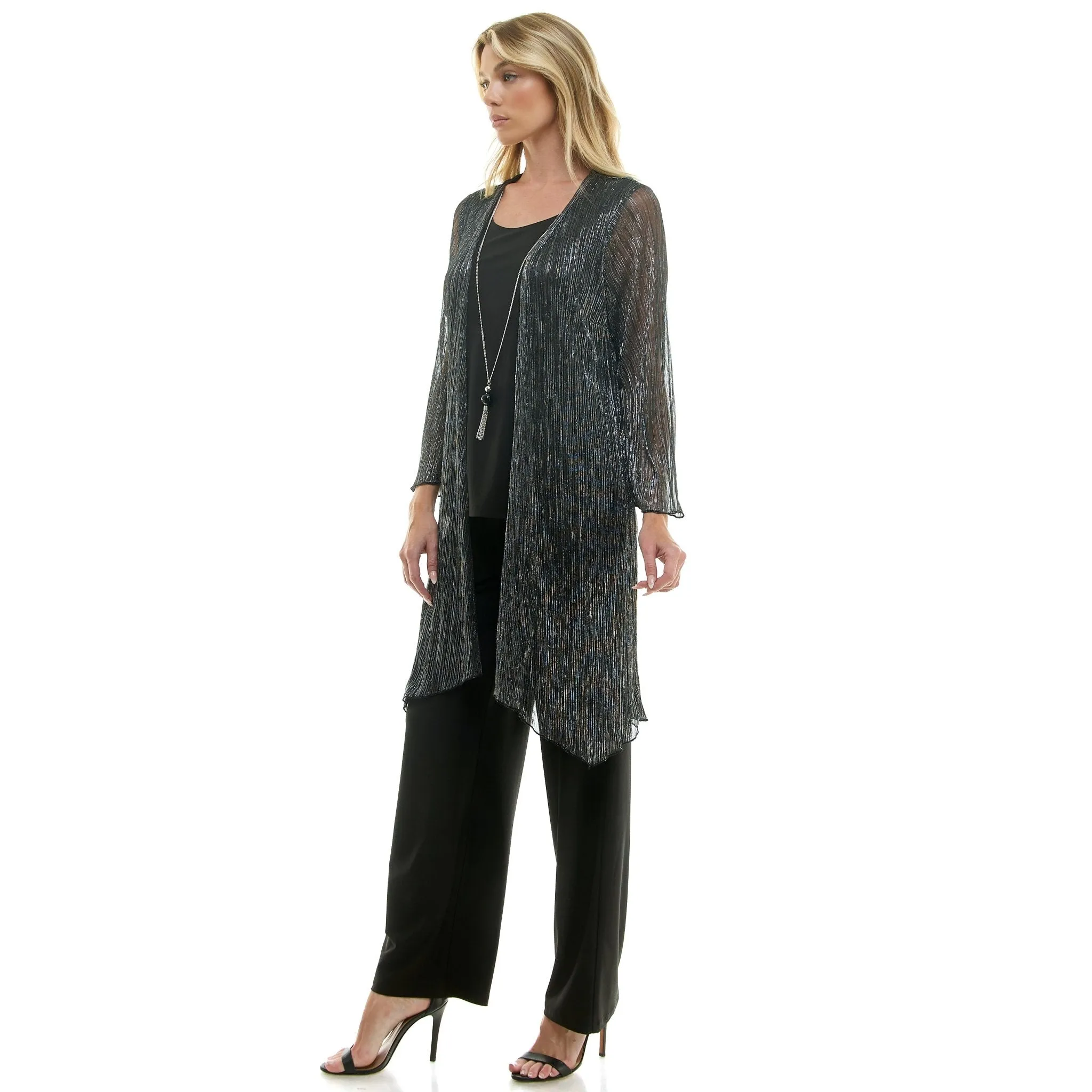 2Fer Pant Set w/ Detachable Necklace- Black/Silver sold by Dress Barn product image thumbnail 3