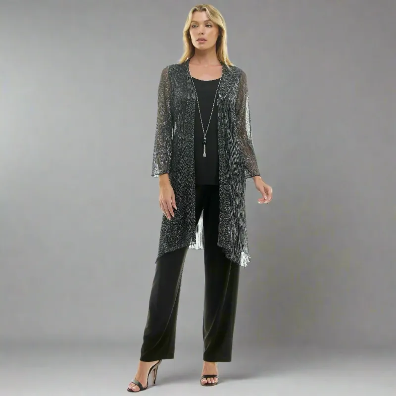 2Fer Pant Set w/ Detachable Necklace- Black/Silver sold by Dress Barn