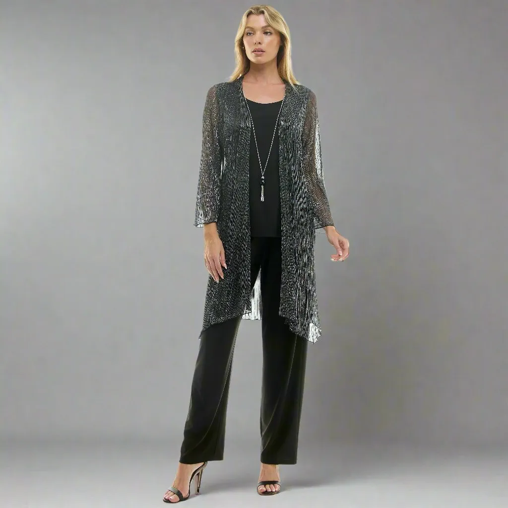 2Fer Pant Set w/ Detachable Necklace- Black/Silver sold by Dress Barn