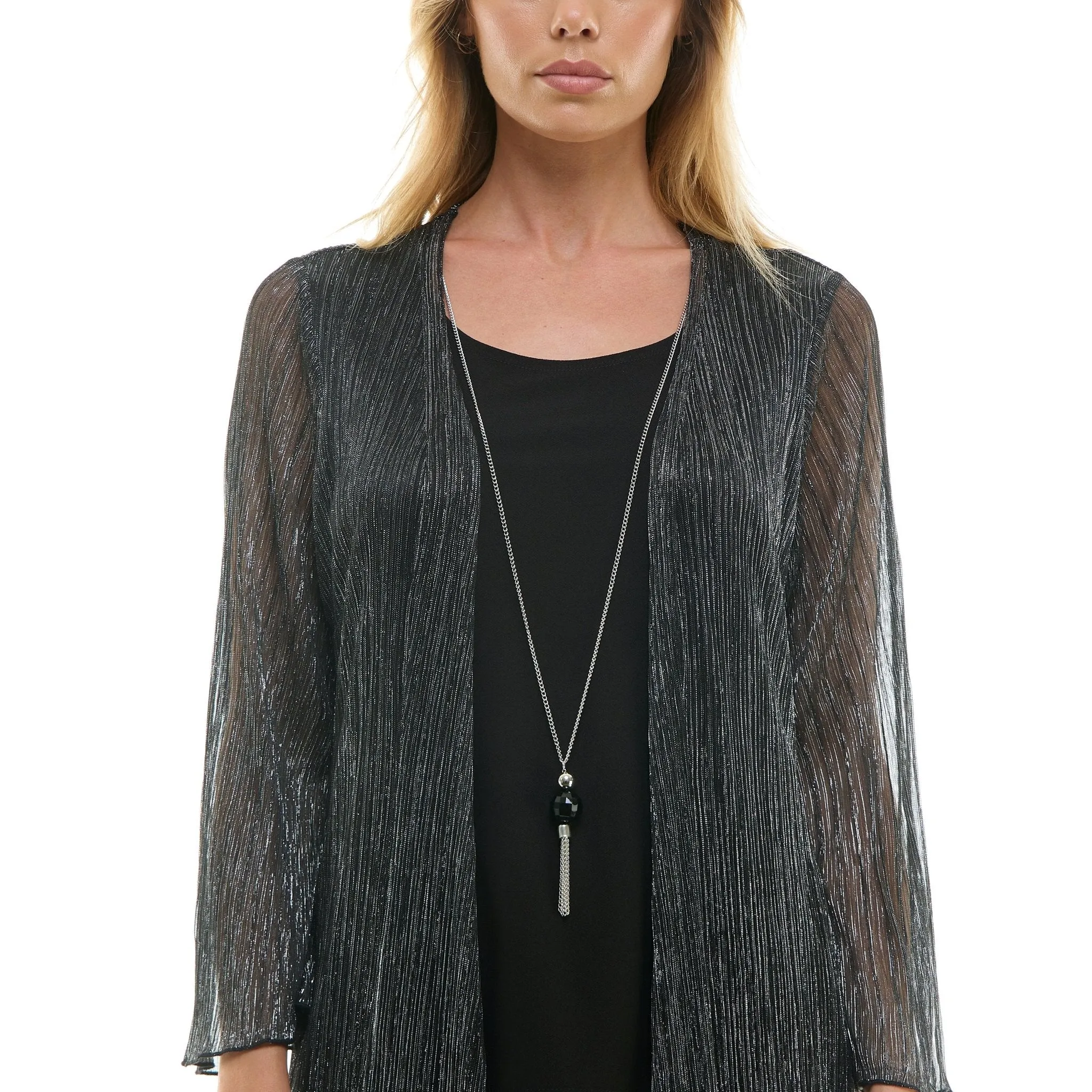 2Fer Pant Set w/ Detachable Necklace- Black/Silver sold by Dress Barn product image thumbnail 2