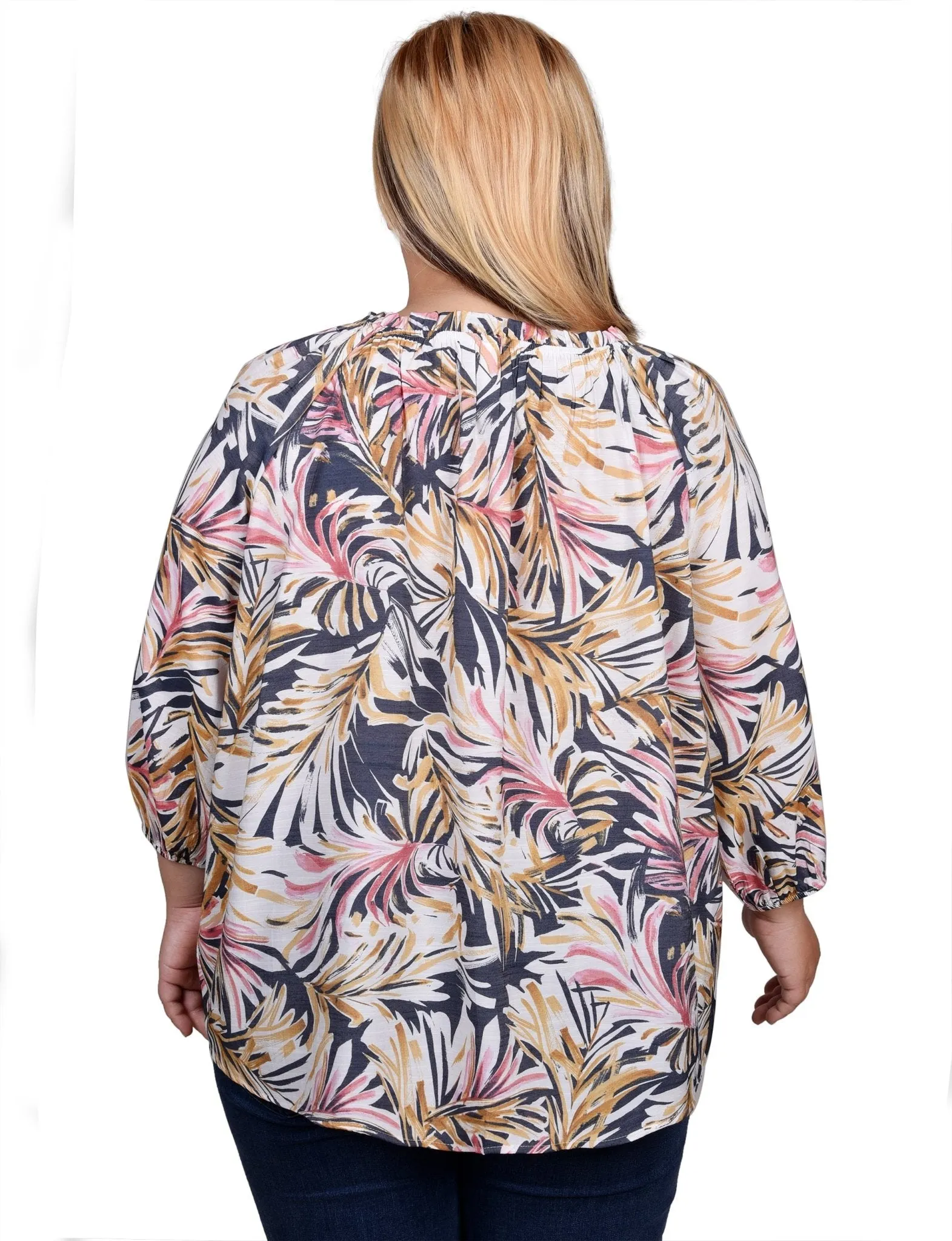 3/4 Length Sleeve Drawstring Neck Blouse - Plus sold by Dress Barn product image thumbnail 4