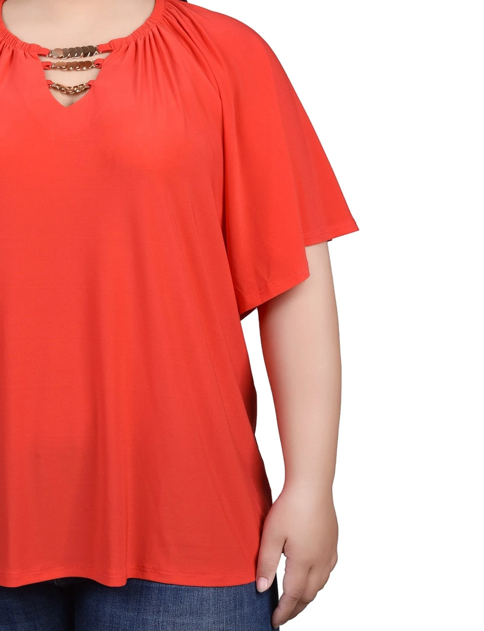Raglan Sleeve Top With Chain Details - Plus sold by Dress Barn product image thumbnail 3
