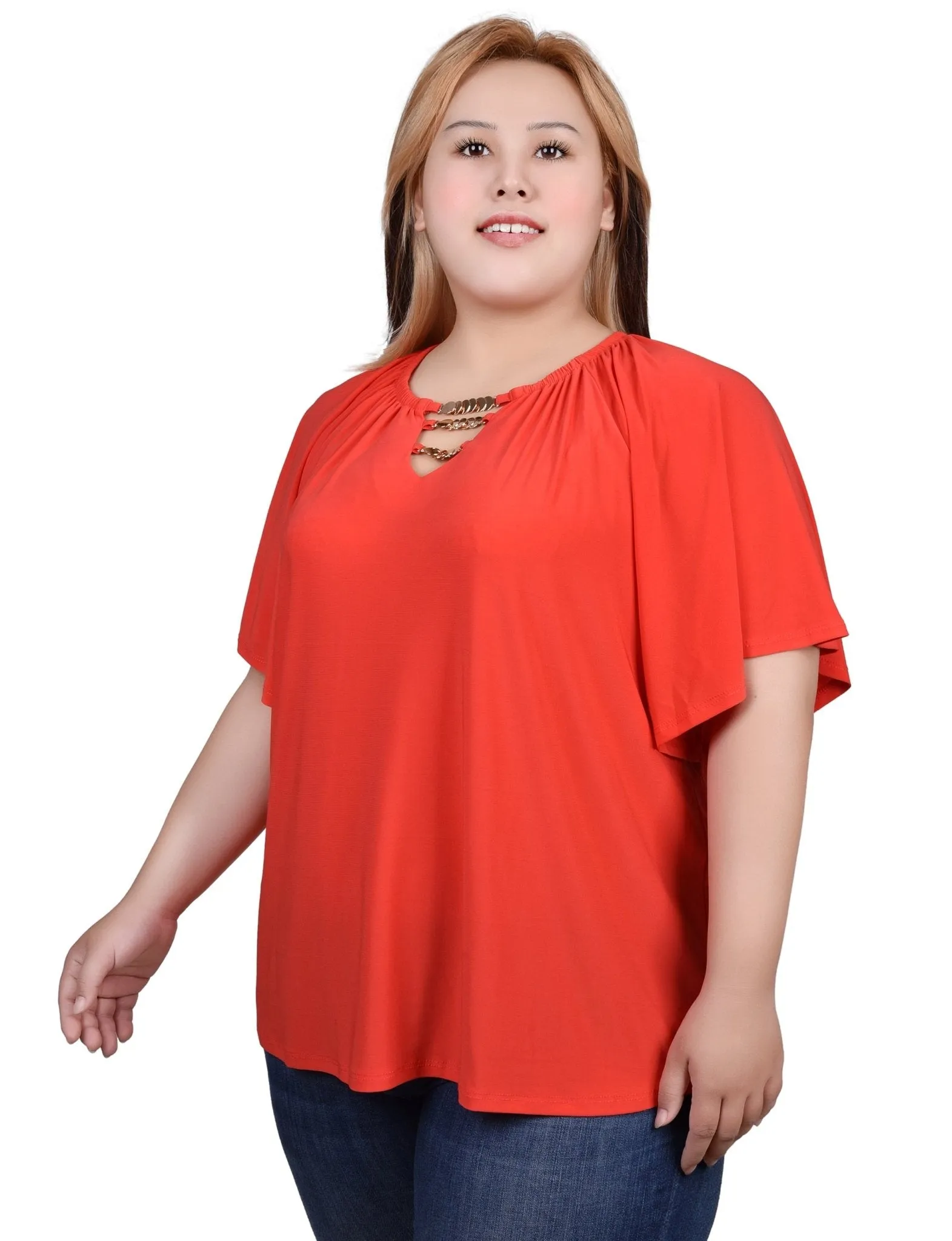 Raglan Sleeve Top With Chain Details - Plus sold by Dress Barn product image thumbnail 2