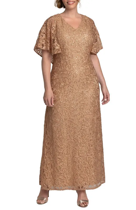 Celestial Cape Sleeve Gown - Plus sold by Dress Barn