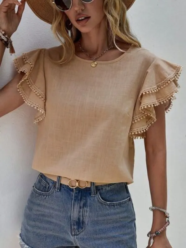 Denise Ruffle Cap Sleeve Top sold by Dress Barn