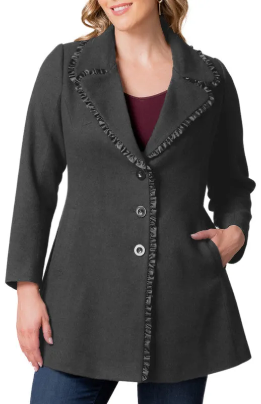 Juliette Satin Trim Coat - Plus sold by Dress Barn