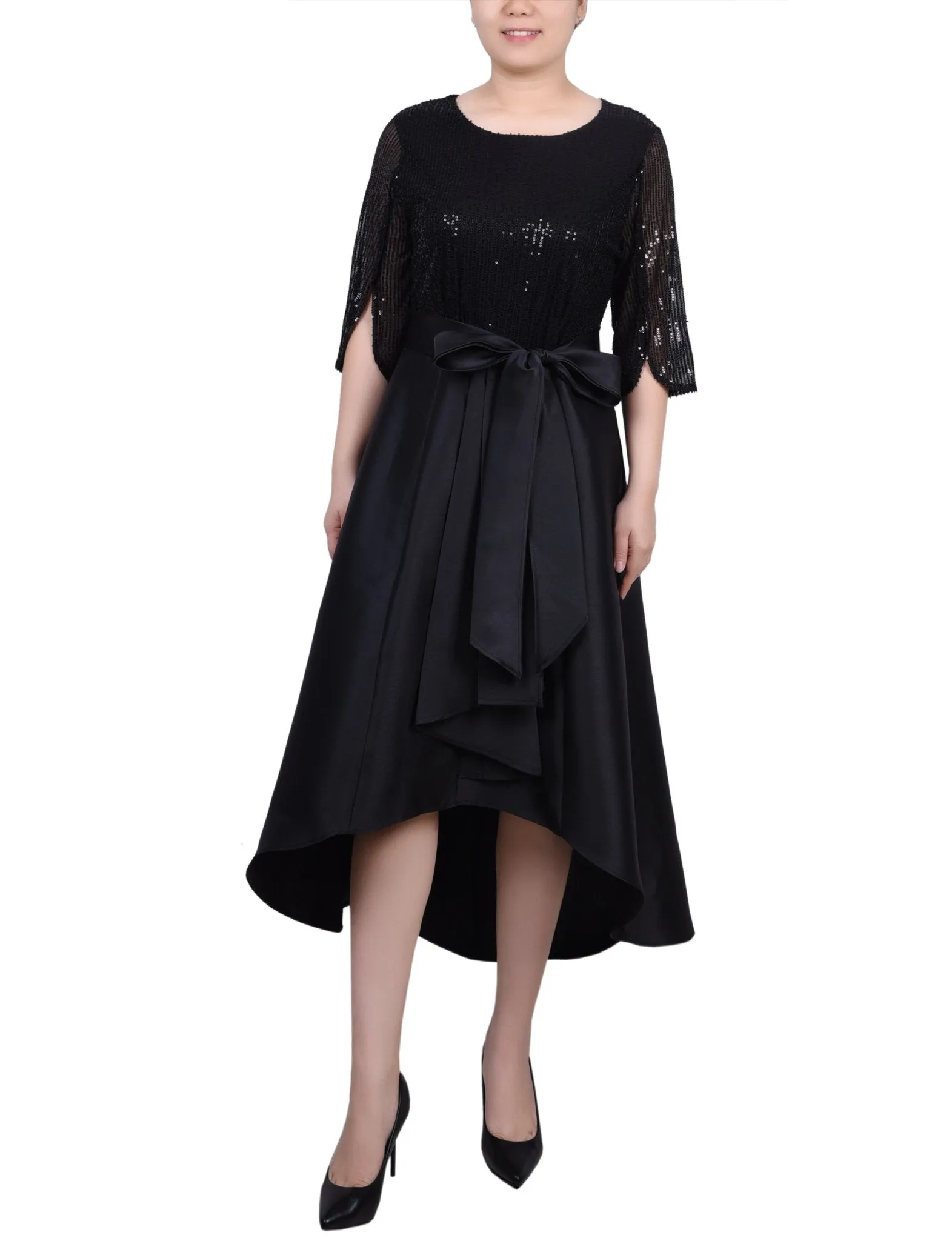 Sequin and Jacquard Holiday Dress - Petite sold by Dress Barn