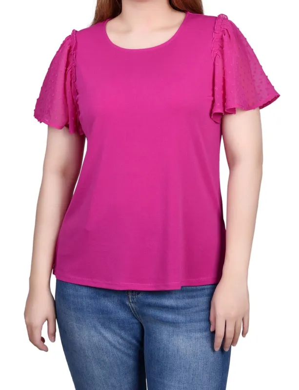 Clip Dot Flutter Sleeve Top sold by Dress Barn