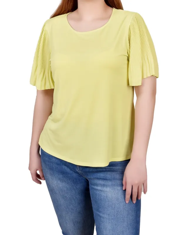 Pleated-Sleeve Top - Petite sold by Dress Barn