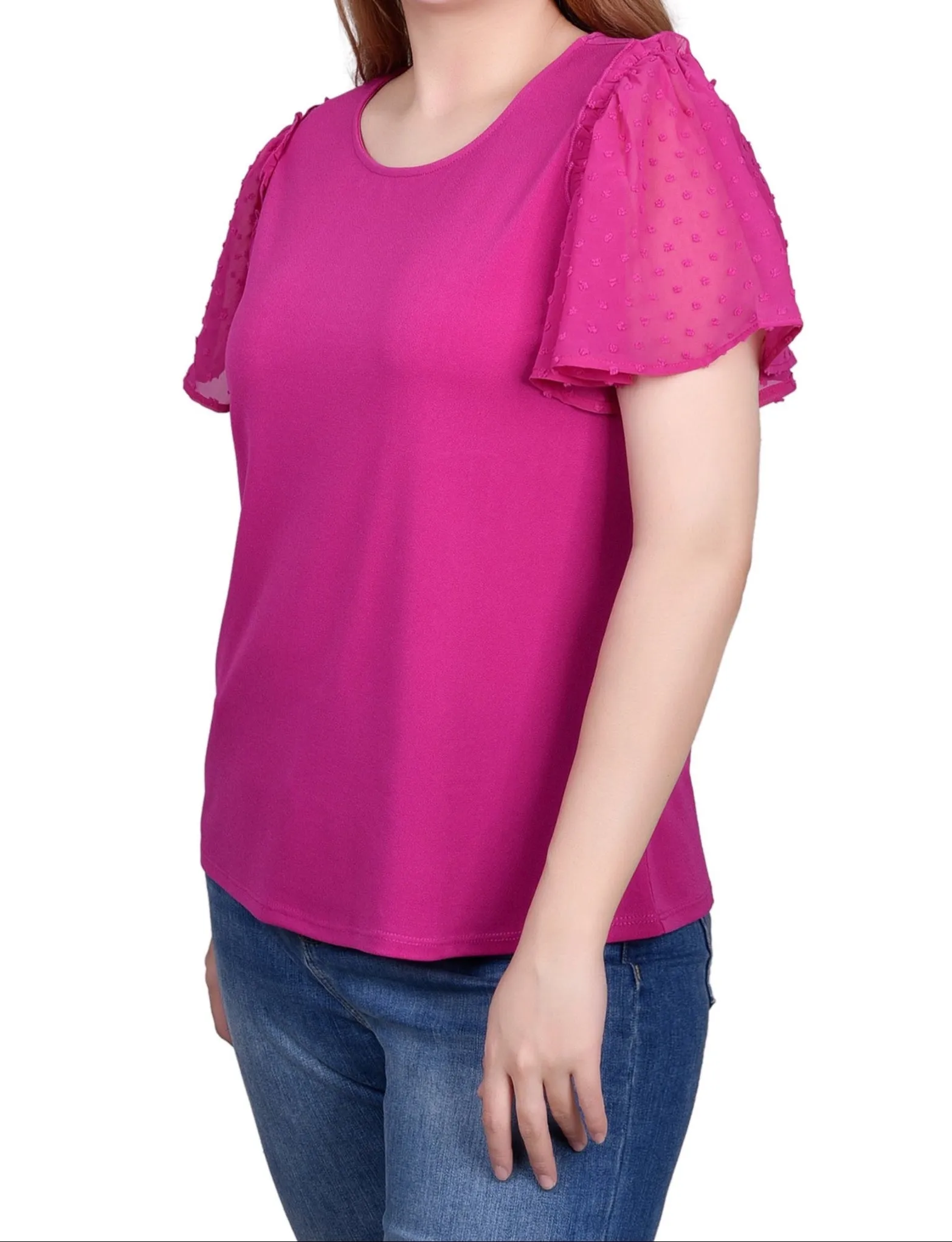 Clip Dot Flutter Sleeve Top - Petite sold by Dress Barn product image thumbnail 3
