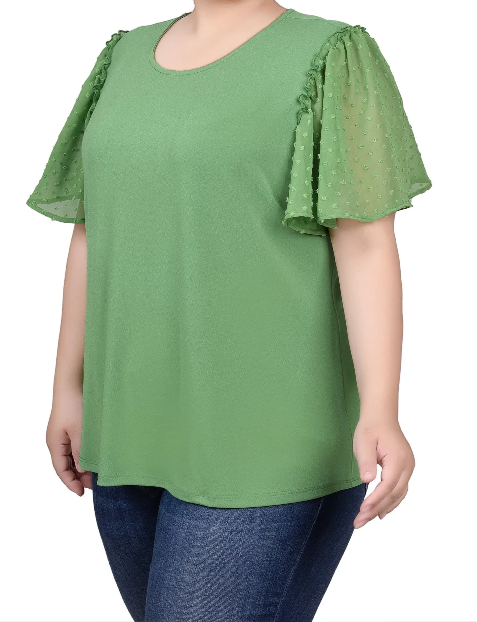 Clip Dot Flutter Sleeve Top - Plus sold by Dress Barn product image thumbnail 3