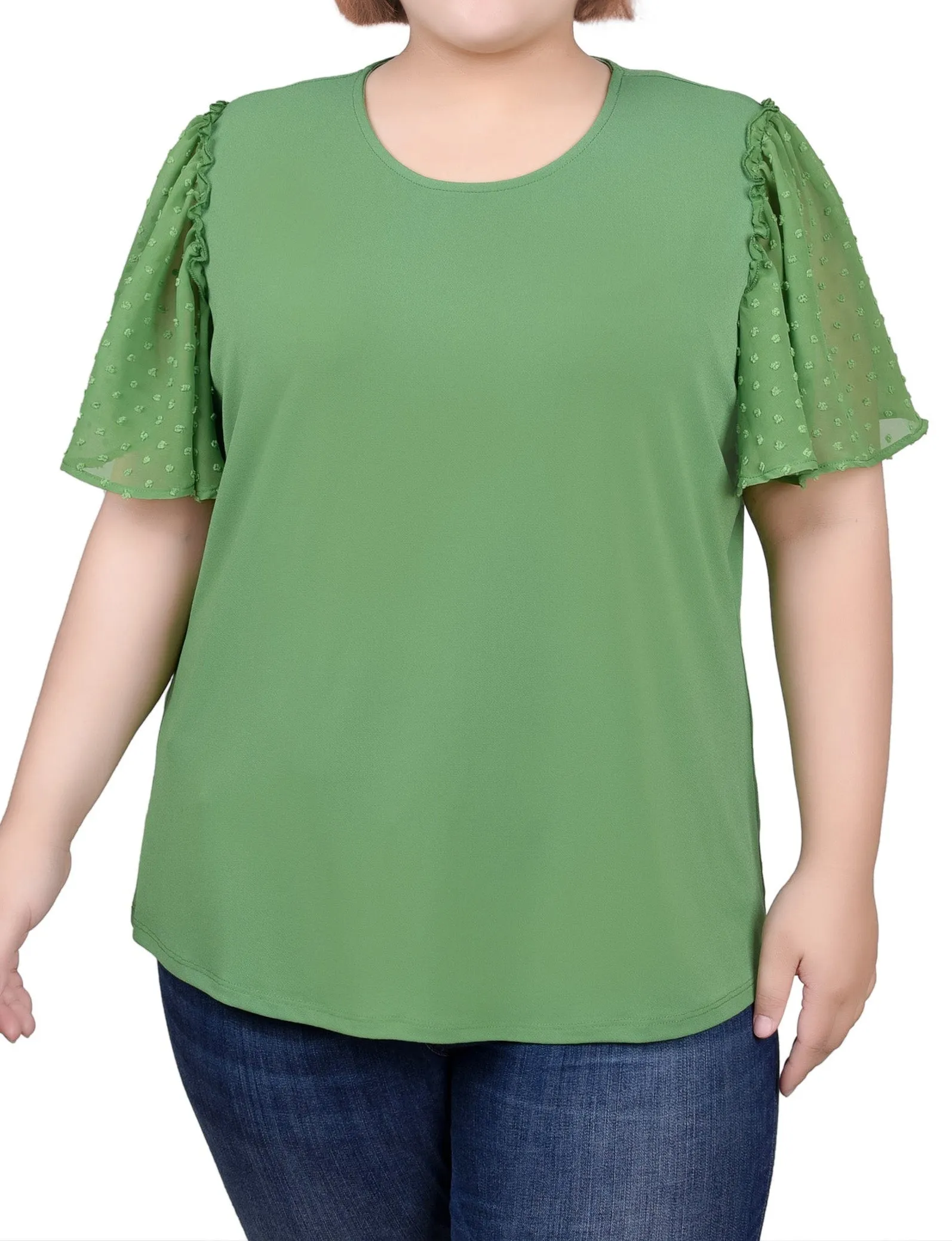 Clip Dot Flutter Sleeve Top - Plus sold by Dress Barn
