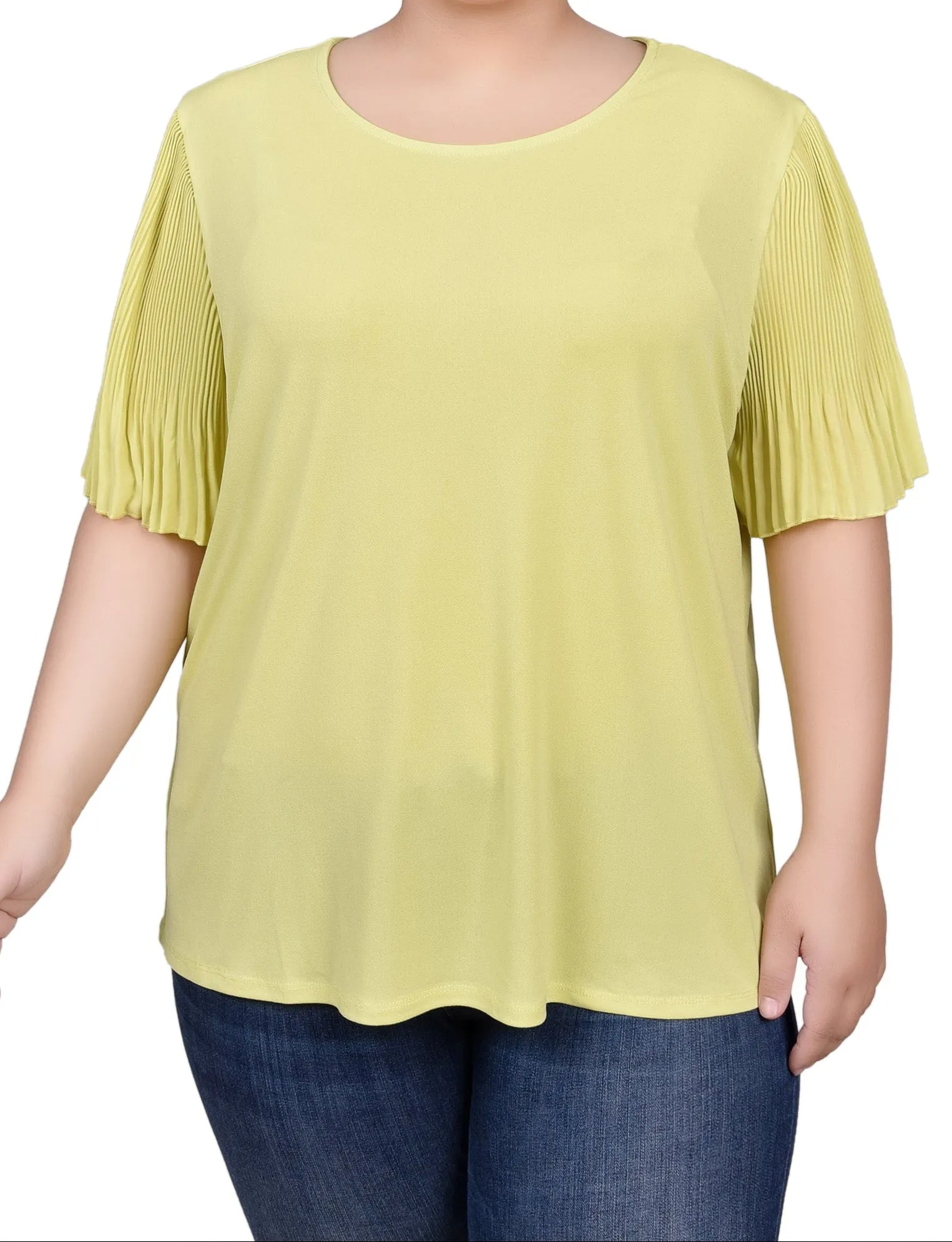 Pleated-Sleeve Top - Plus sold by Dress Barn