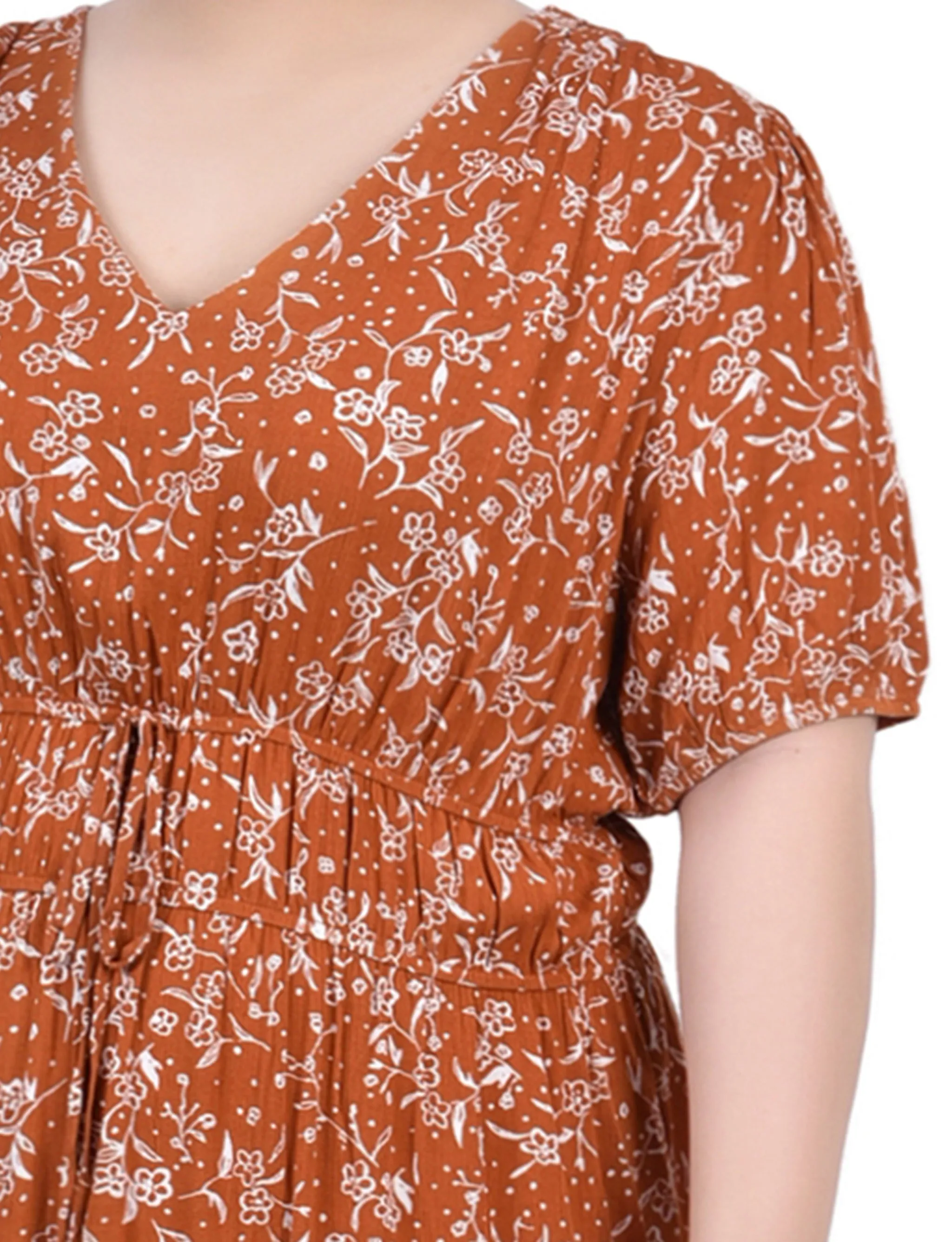 Bossanova Floral Short Sleeve Dress With Tie Waist - Plus sold by Dress Barn product image thumbnail 4