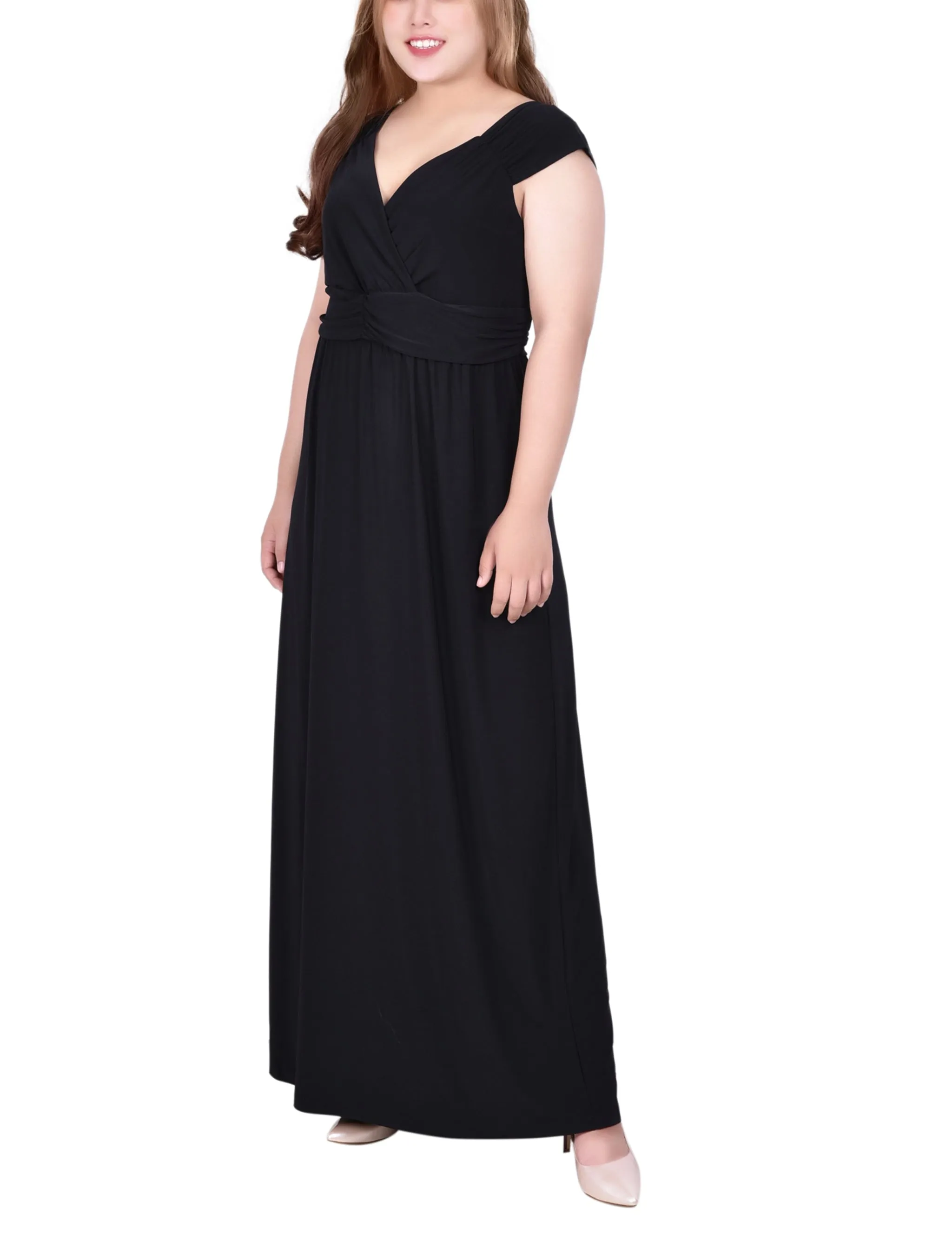 Black Ruched Empire-Waist Maxi Dress - Plus sold by Dress Barn product image thumbnail 4