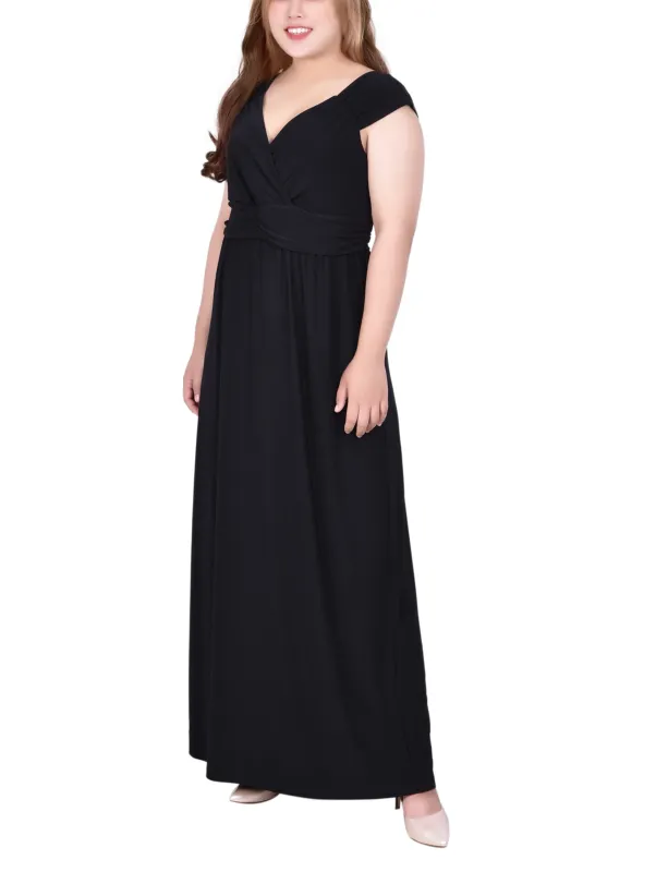 Black Ruched Empire-Waist Maxi Dress - Plus sold by Dress Barn