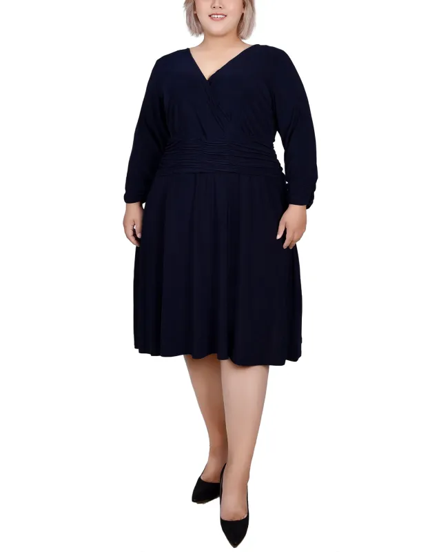 Navy Ruched A-Line Dress - Plus sold by Dress Barn