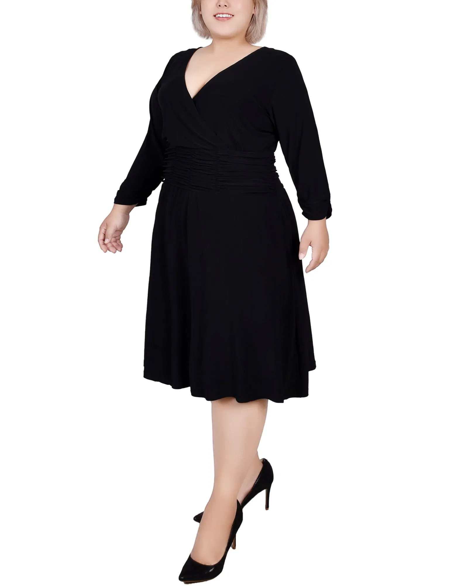 Black Ruched A-Line Dress - Plus sold by Dress Barn product image thumbnail 2