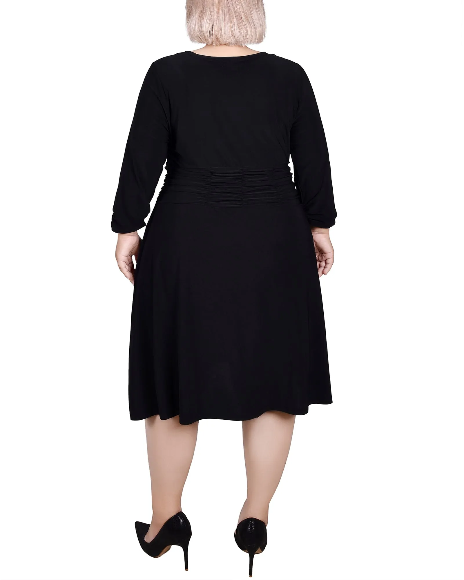 Black Ruched A-Line Dress - Plus sold by Dress Barn product image thumbnail 3