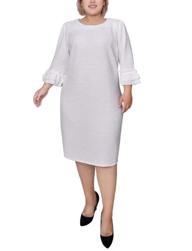White 3/4 Sleeve Textured Knit Dress - Plus sold by Dress Barn