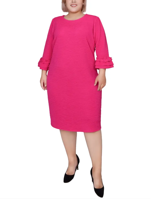 Havana Pink 3/4 Sleeve Textured Knit Dress - Plus sold by Dress Barn