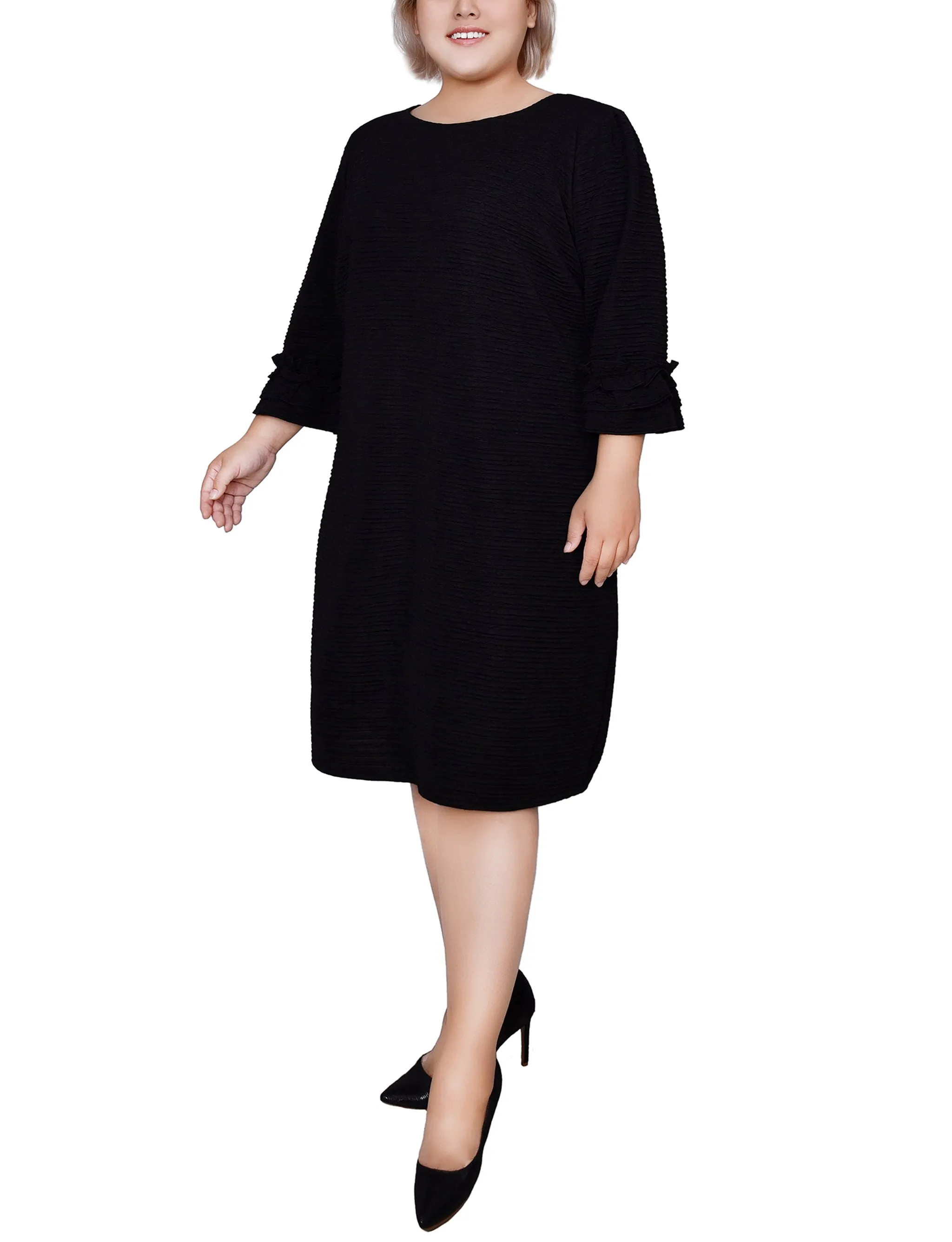 Black 3/4 Sleeve Textured Knit Dress - Plus sold by Dress Barn product image thumbnail 2