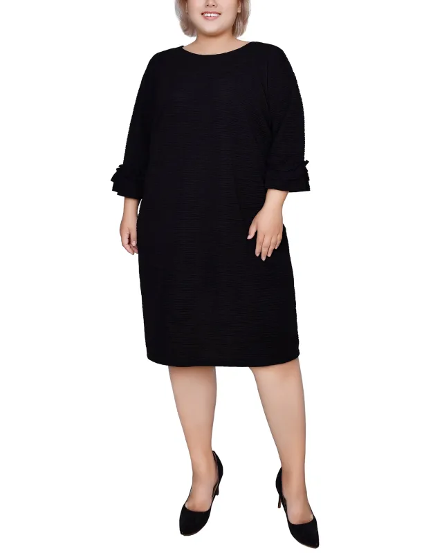 Black 3/4 Sleeve Textured Knit Dress - Plus sold by Dress Barn