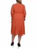 Orange Rust 3/4 Sleeve Belted Chiffon Hankerchief Hem Dress - Plus sold by Dress Barn