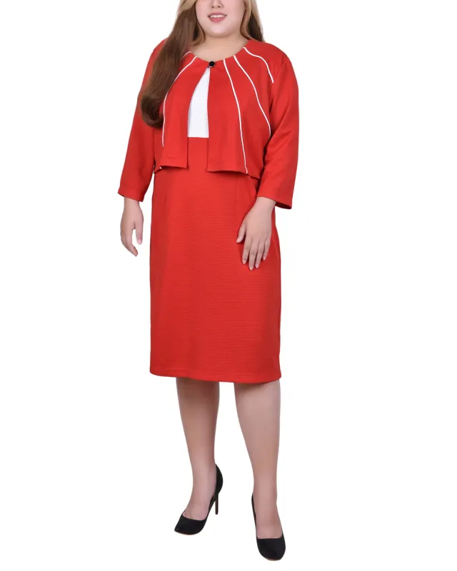 Red 2 Piece Colorblocked Dress Set - Plus sold by Dress Barn
