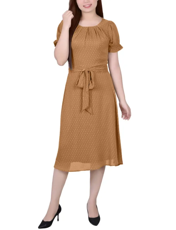 Meerkat Rectangle Short Sleeve Belted Swiss Dot Dress - Petite sold by Dress Barn