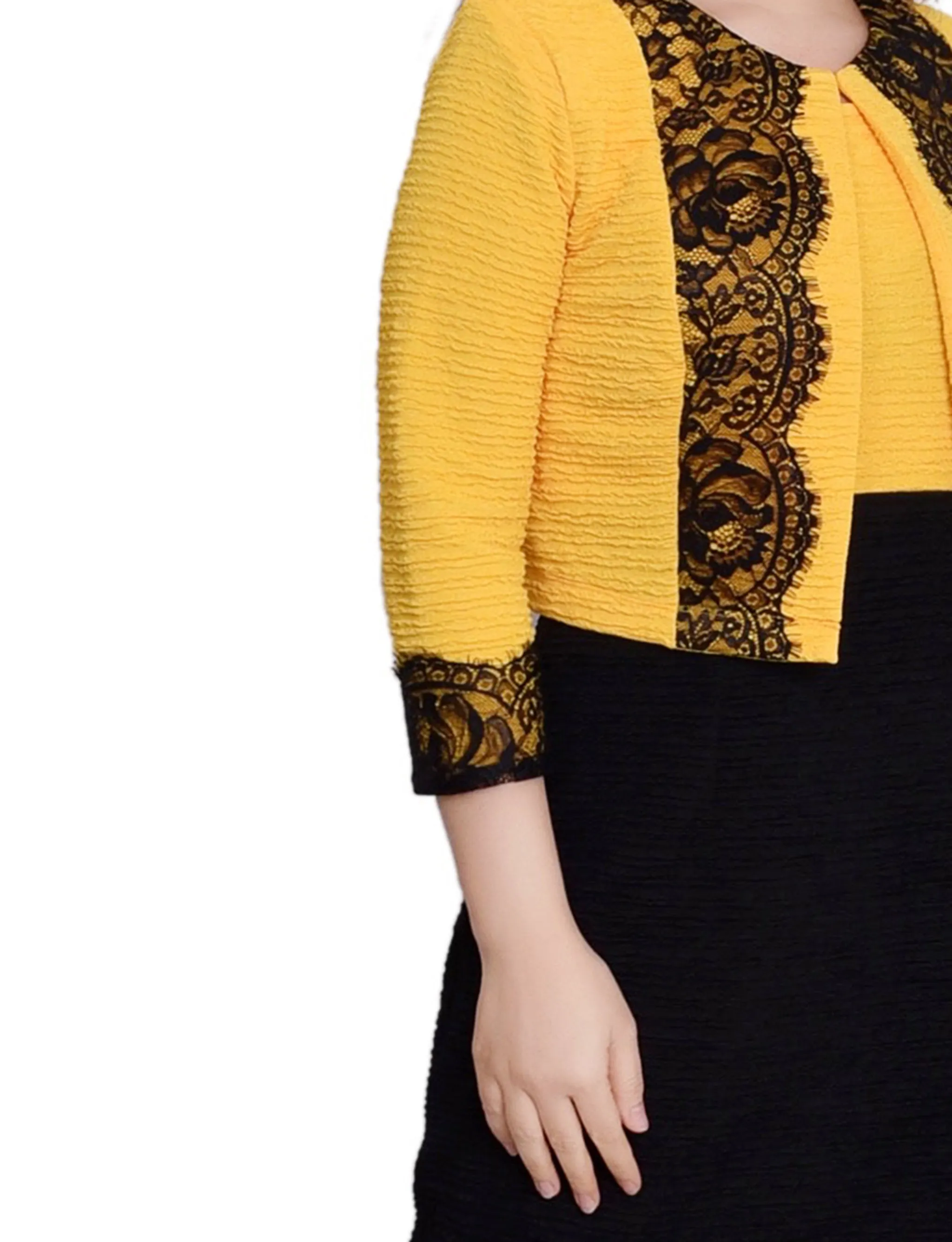 Lemon Black Lace-Detail 2 Piece Textured Knit Dress Set - Petite sold by Dress Barn product image thumbnail 4