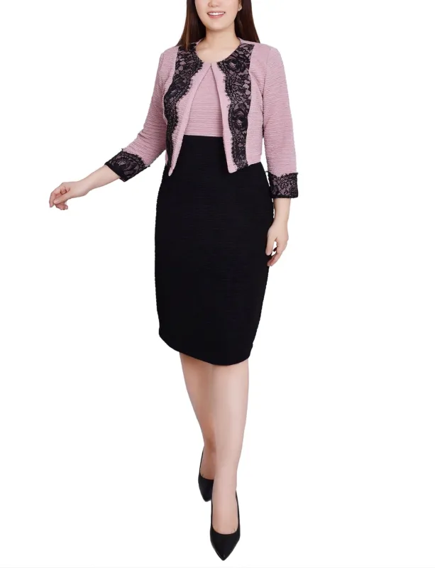 Blush Black Lace-Detail 2 Piece Textured Knit Dress Set - Petite sold by Dress Barn