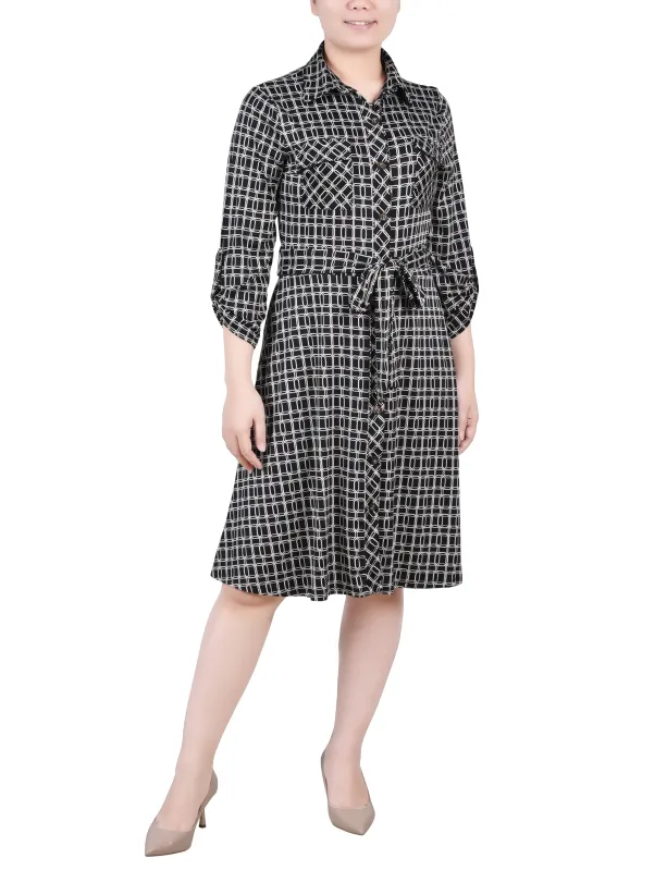 Black Gold Harlie 3/4 Slv Roll Tab Shirtdress - Petite sold by Dress Barn