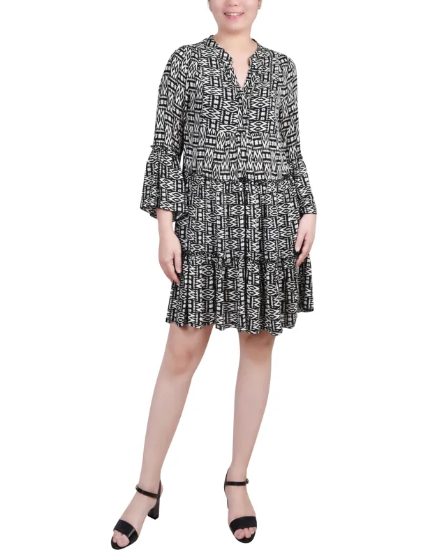 Tribal Black 3/4 Sleeve Tiered Dress - Petite sold by Dress Barn