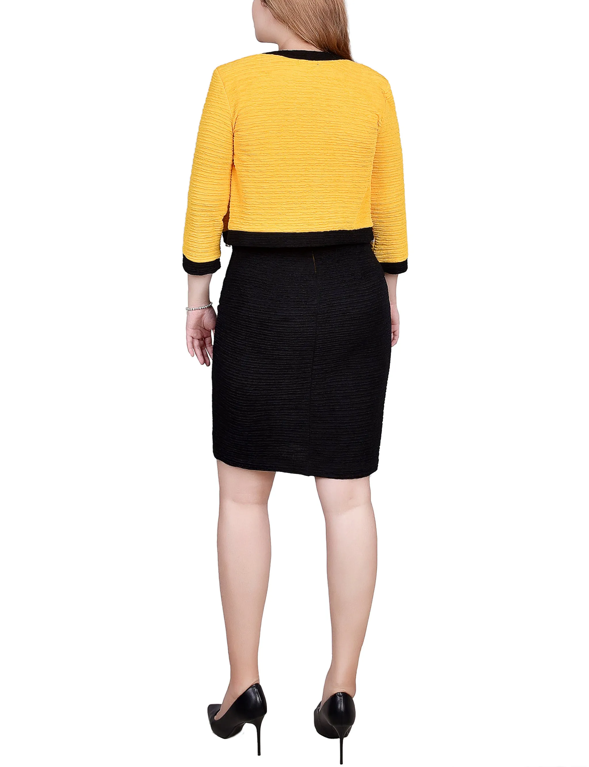 Black Lemon 3/4 Sleeve Textured Knit 2 Piece Dress Set - Petite sold by Dress Barn product image thumbnail 3